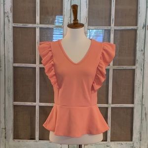 Peach/Coral Peplum Blouse